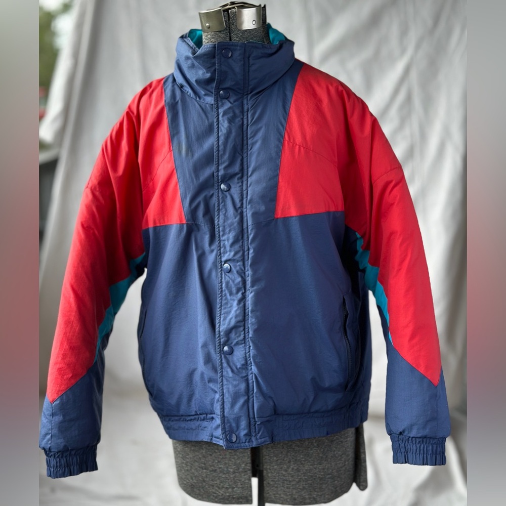 Vintage 90’s ski jacket Puffer Navy + Red + Teal